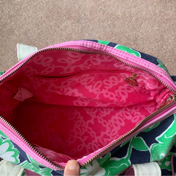 Lilly Pulitzer Floral Print Fabric Small Duffle Barrel Doctor Bag Shoulder Bag - Picture 10 of 16
